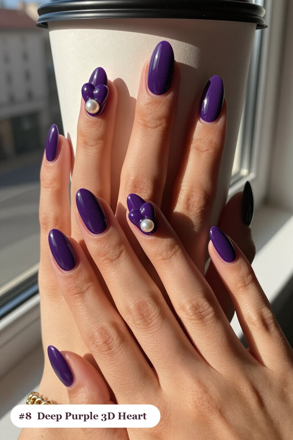 Deep Purple Coffin Halloween Nails with 3D Hearts & Pearls: How to Make It Last Longer - coffin halloween nails