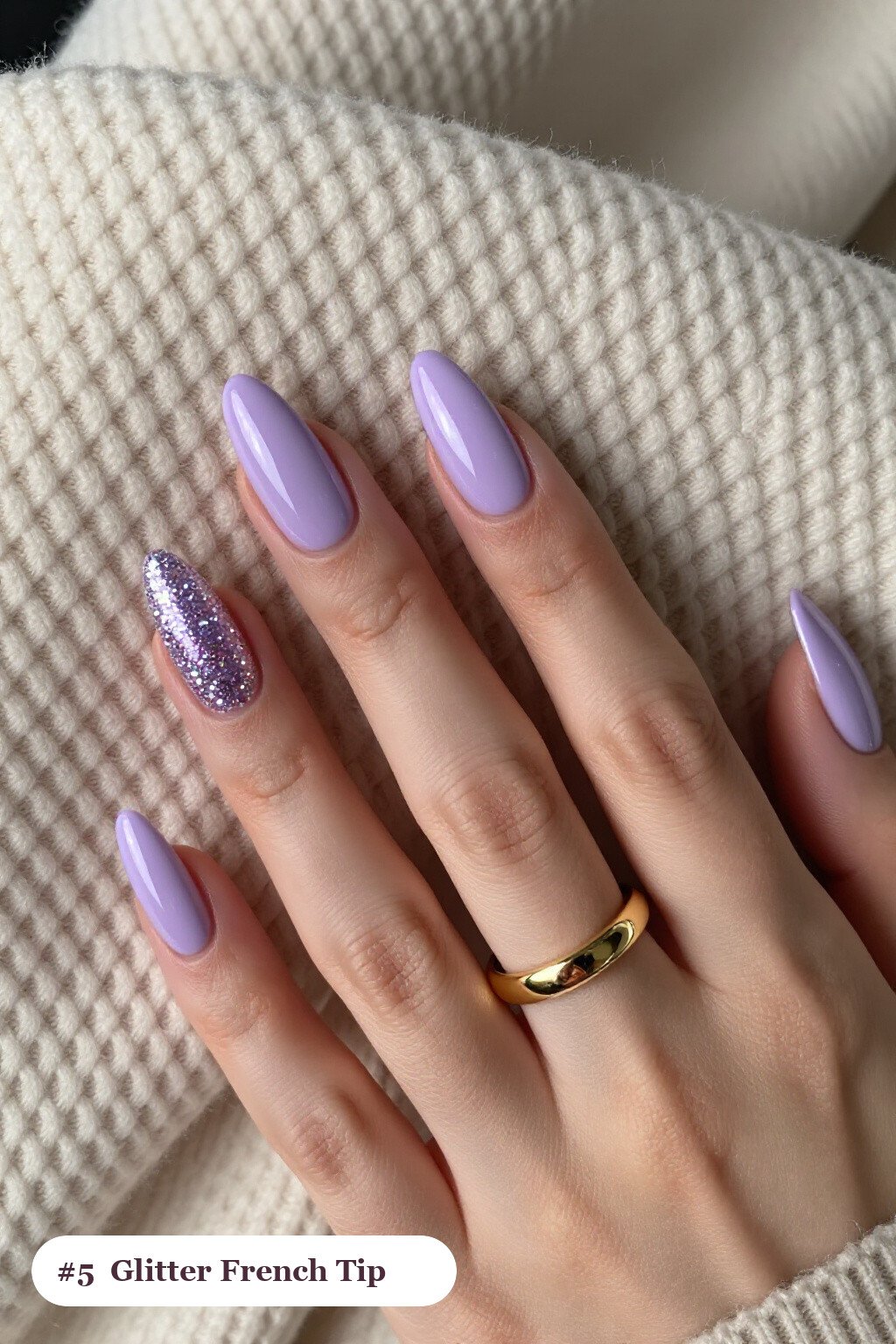 Lavender Almond Nails Featuring a Glitter Gradient - colored french tip almond nails Lavender Almond Nails Featuring a Glitter Gradient - colored french tip almond nails