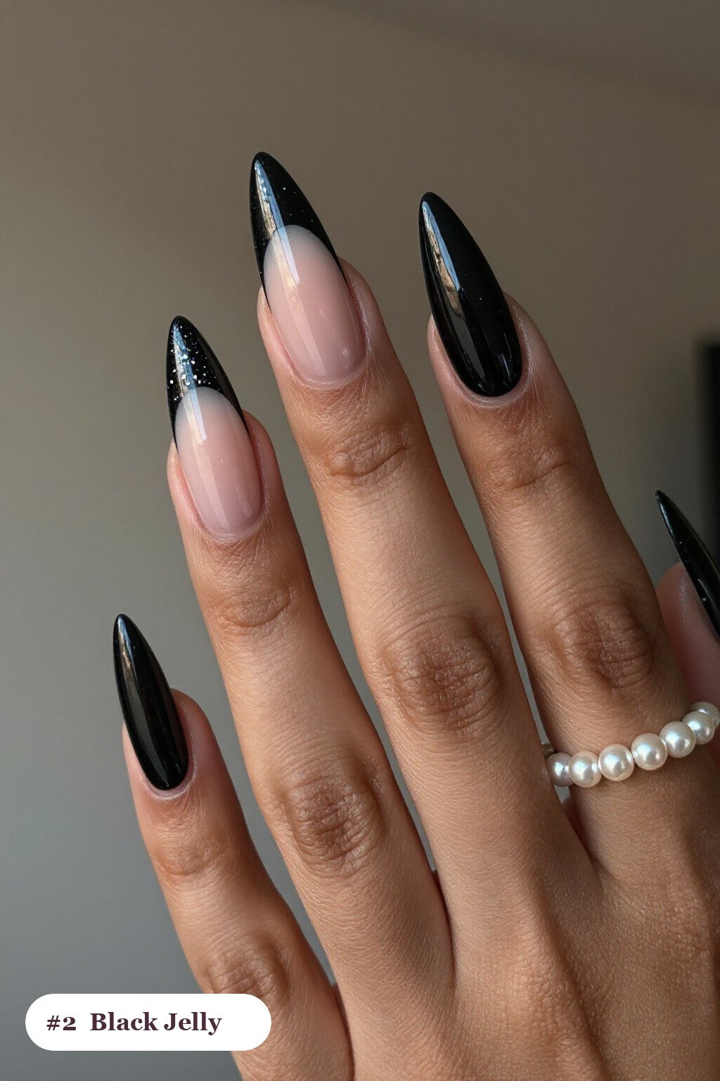 Transparent Jelly Stiletto Nails with Encapsulated Glitter: A Spooky Twist - easy halloween nail ideas