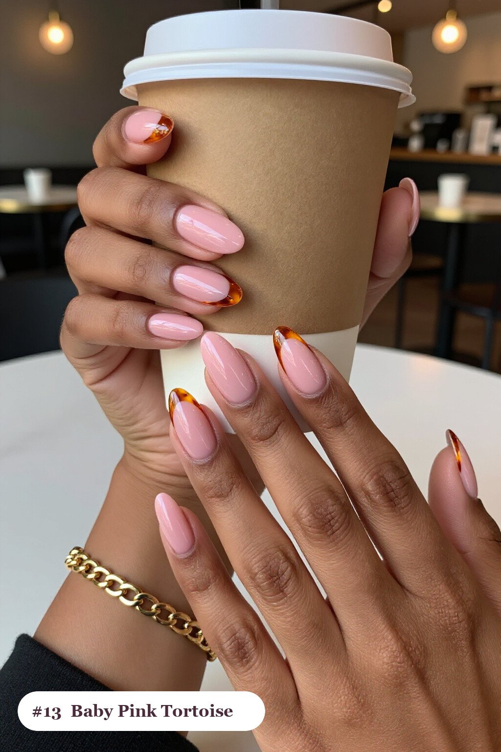 Baby Pink Oval Nails with Amber Tortoiseshell Accent Nails - easy thanksgiving nail designs Baby Pink Oval Nails with Amber Tortoiseshell Accent Nails - easy thanksgiving nail designs