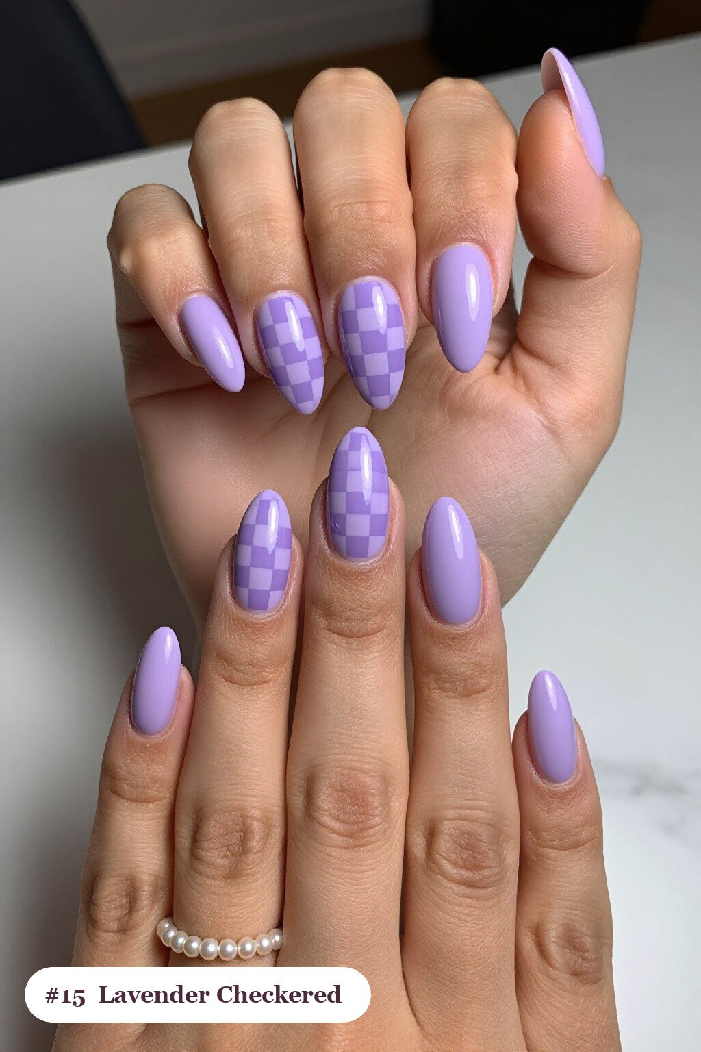 Lavender Ballerina Nails with Checkerboard Accents - easy thanksgiving nail designs Lavender Ballerina Nails with Checkerboard Accents - easy thanksgiving nail designs