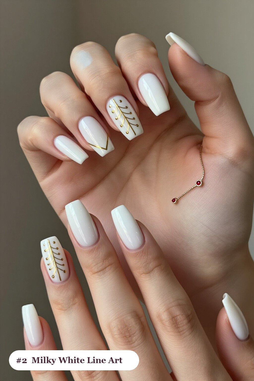 Milky White Square Nails with Delicate Gold Line Art - easy thanksgiving nail designs Milky White Square Nails with Delicate Gold Line Art - easy thanksgiving nail designs