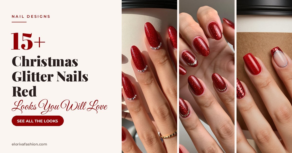 Christmas Glitter Nails Red ideas