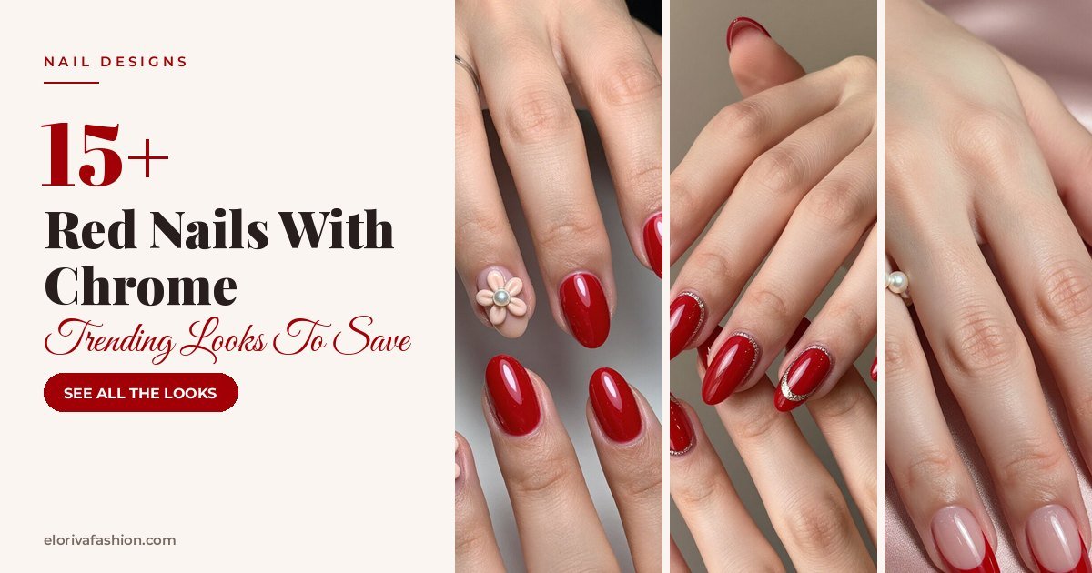 Red Nails With Chrome ideas