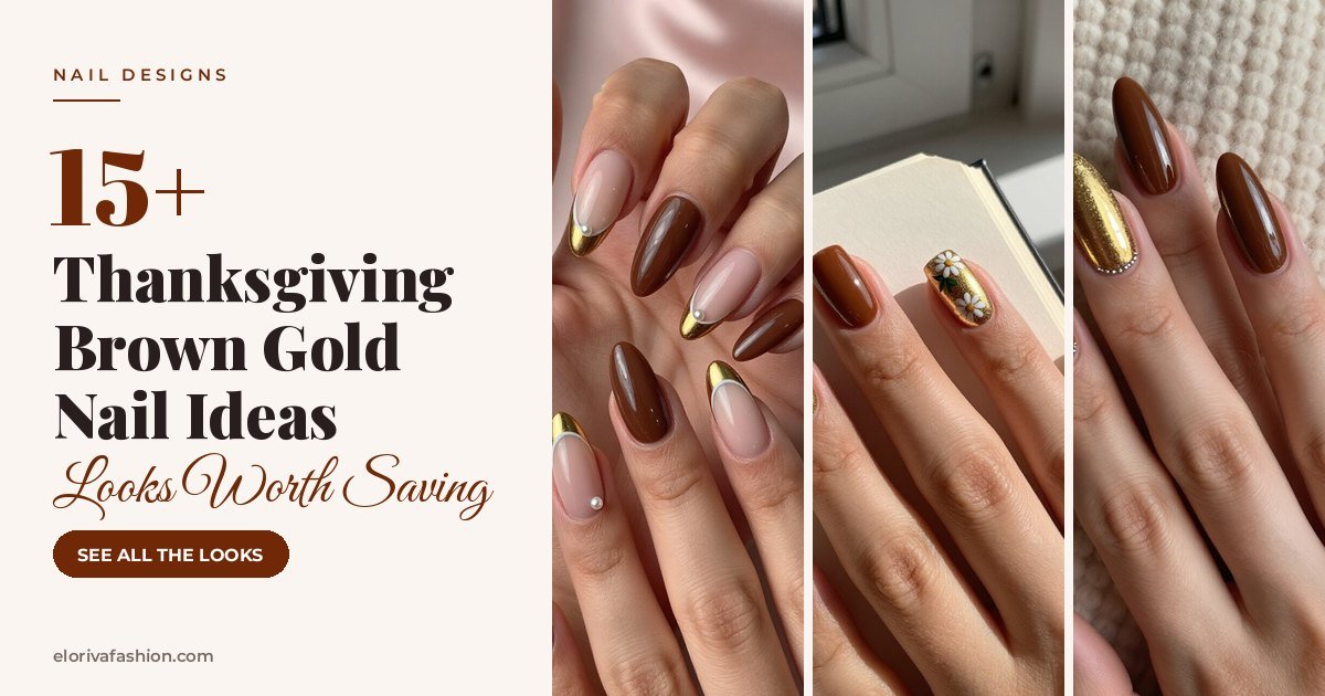 Thanksgiving Brown Gold Nail Ideas ideas