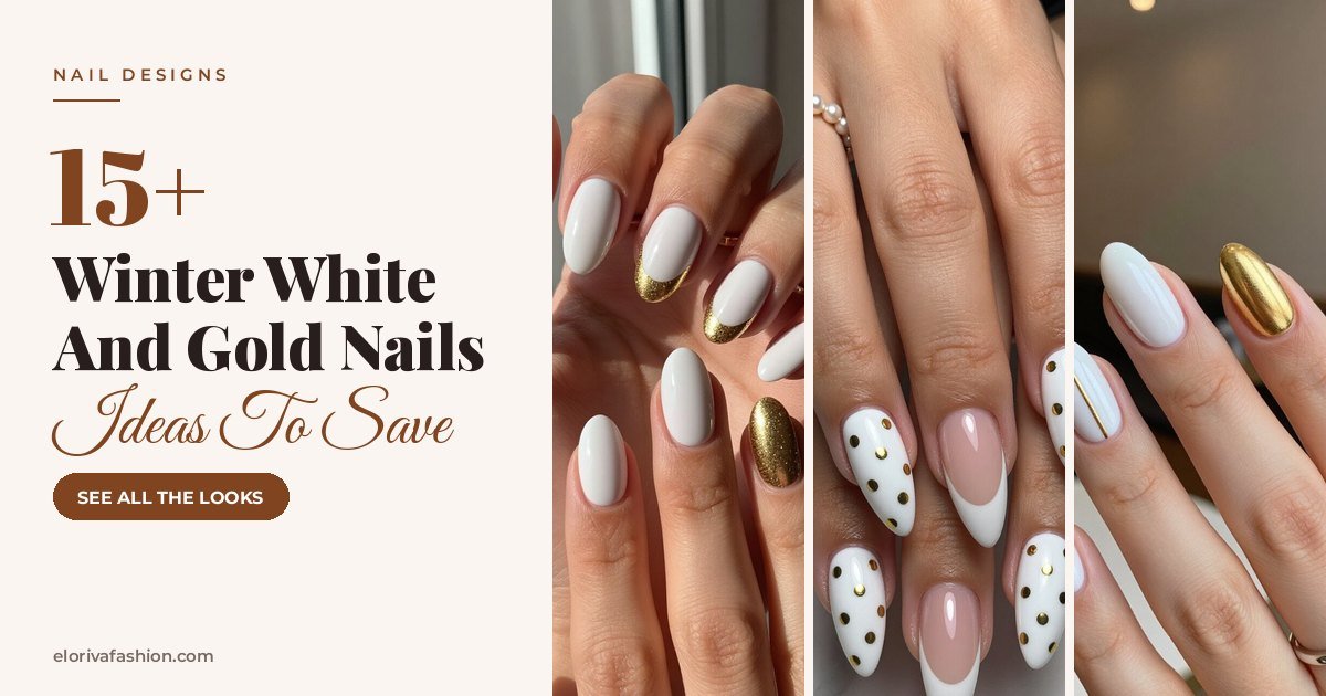 Winter White And Gold Nails ideas