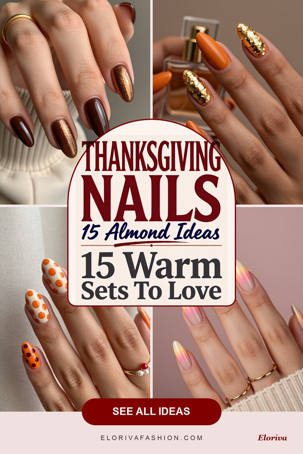 almond thanksgiving nail designs ideas - save this pin