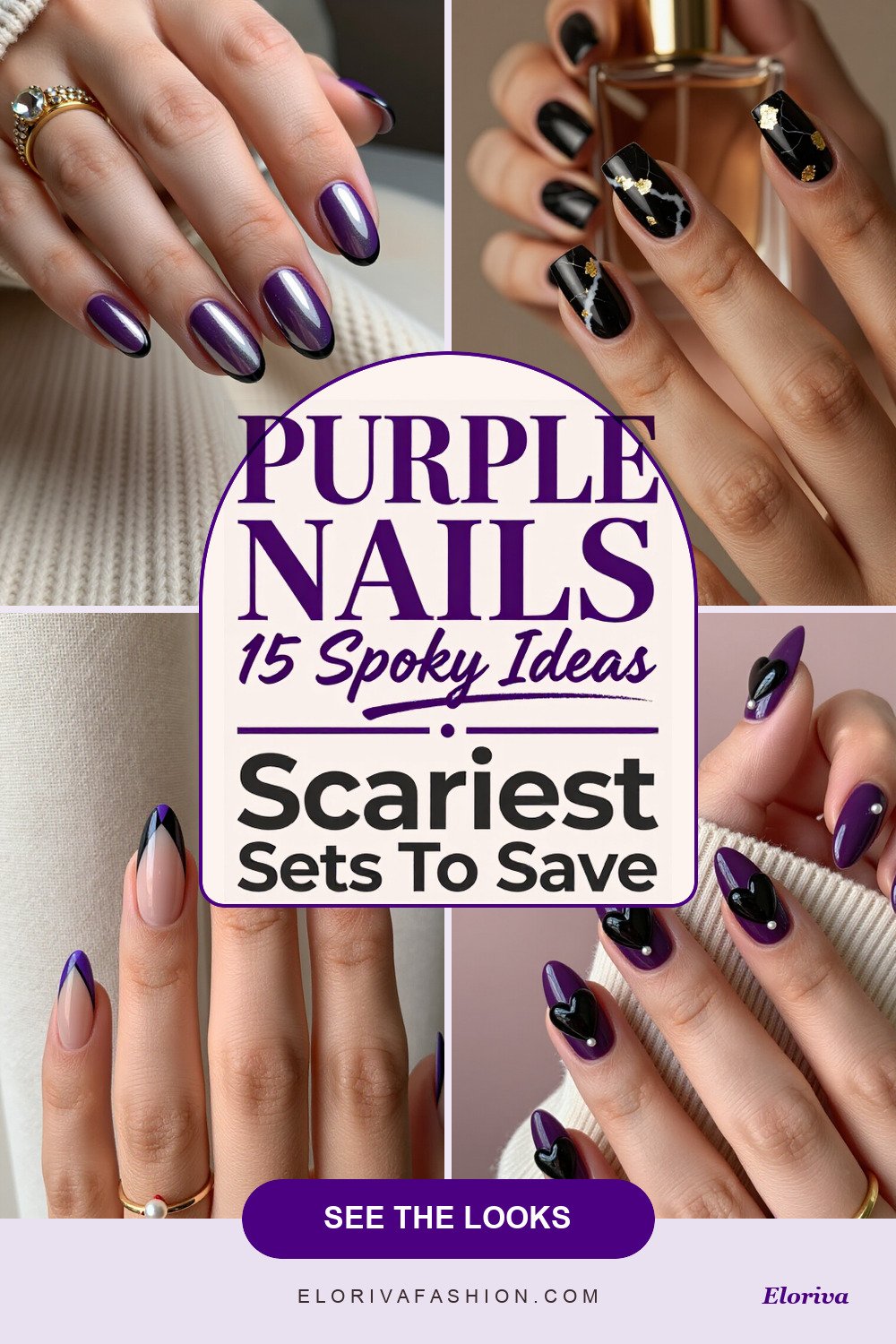 black and purple halloween nail designs ideas - save this pin