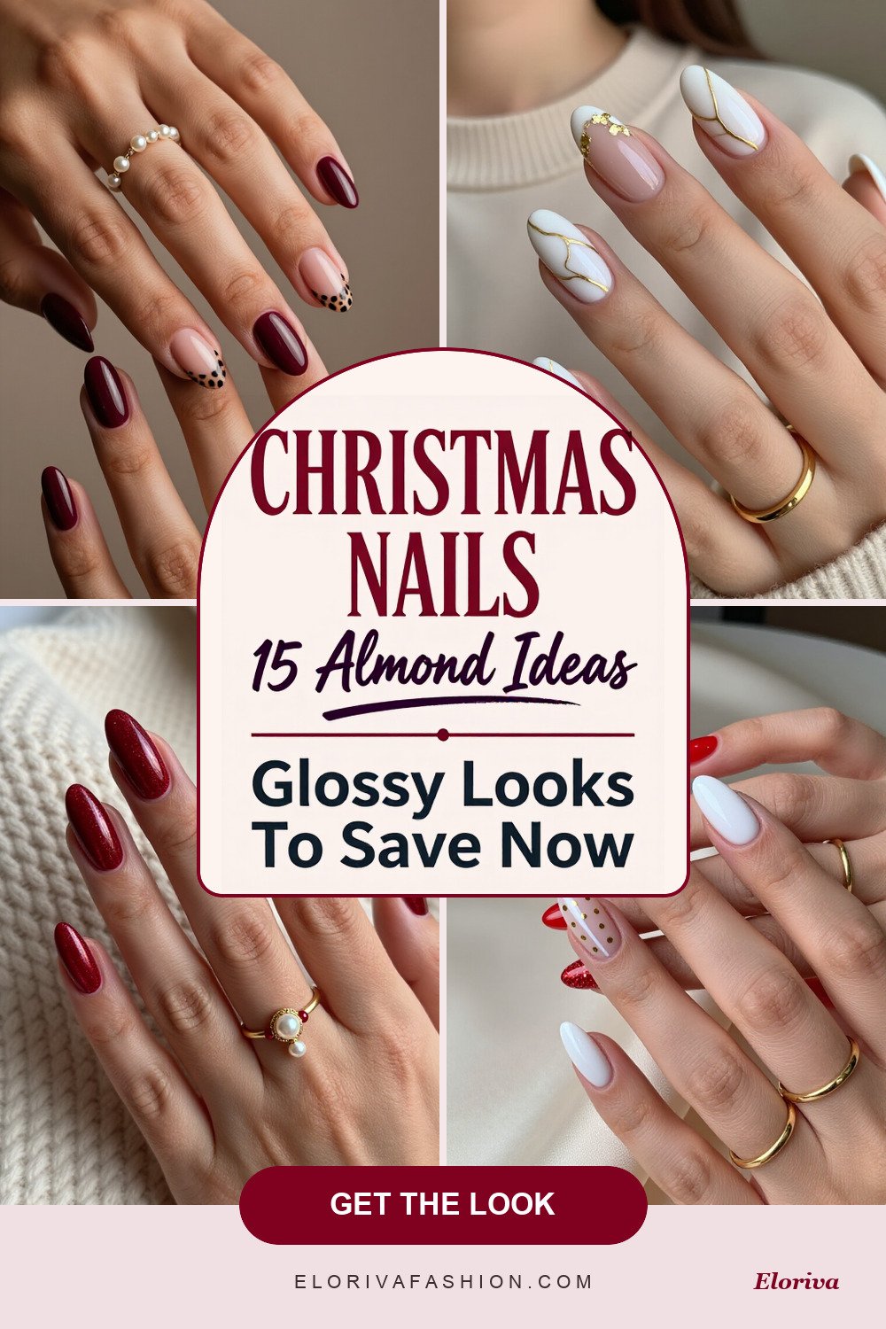 christmas almond nails ideas - save this pin
