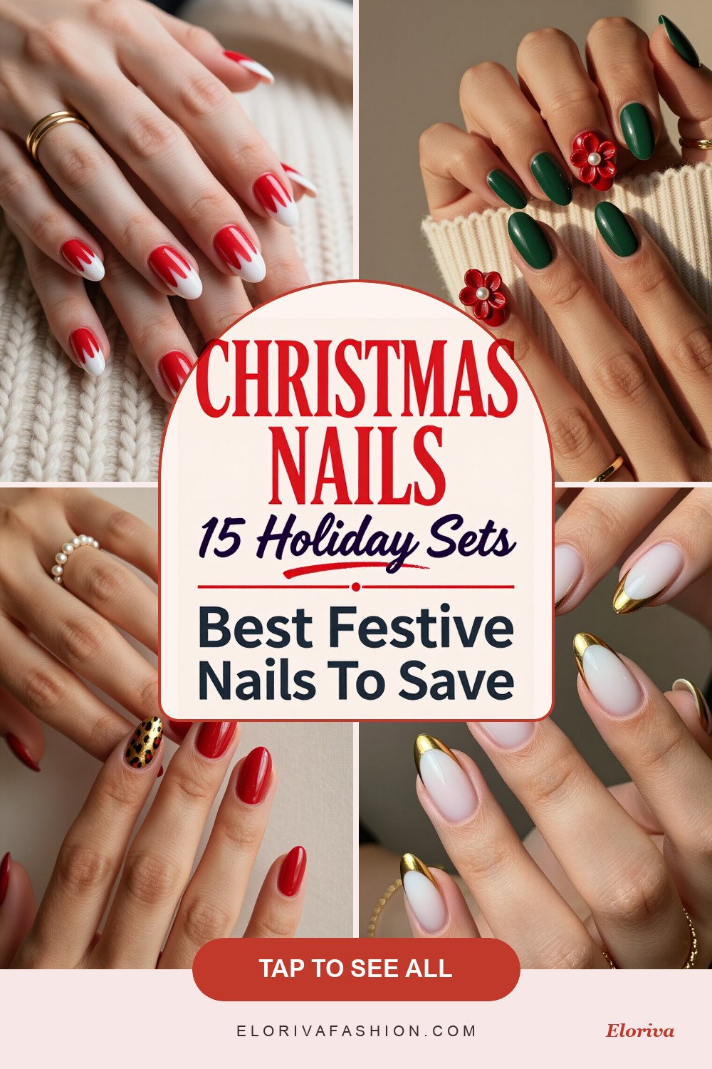 christmas almond nails short ideas - save this pin