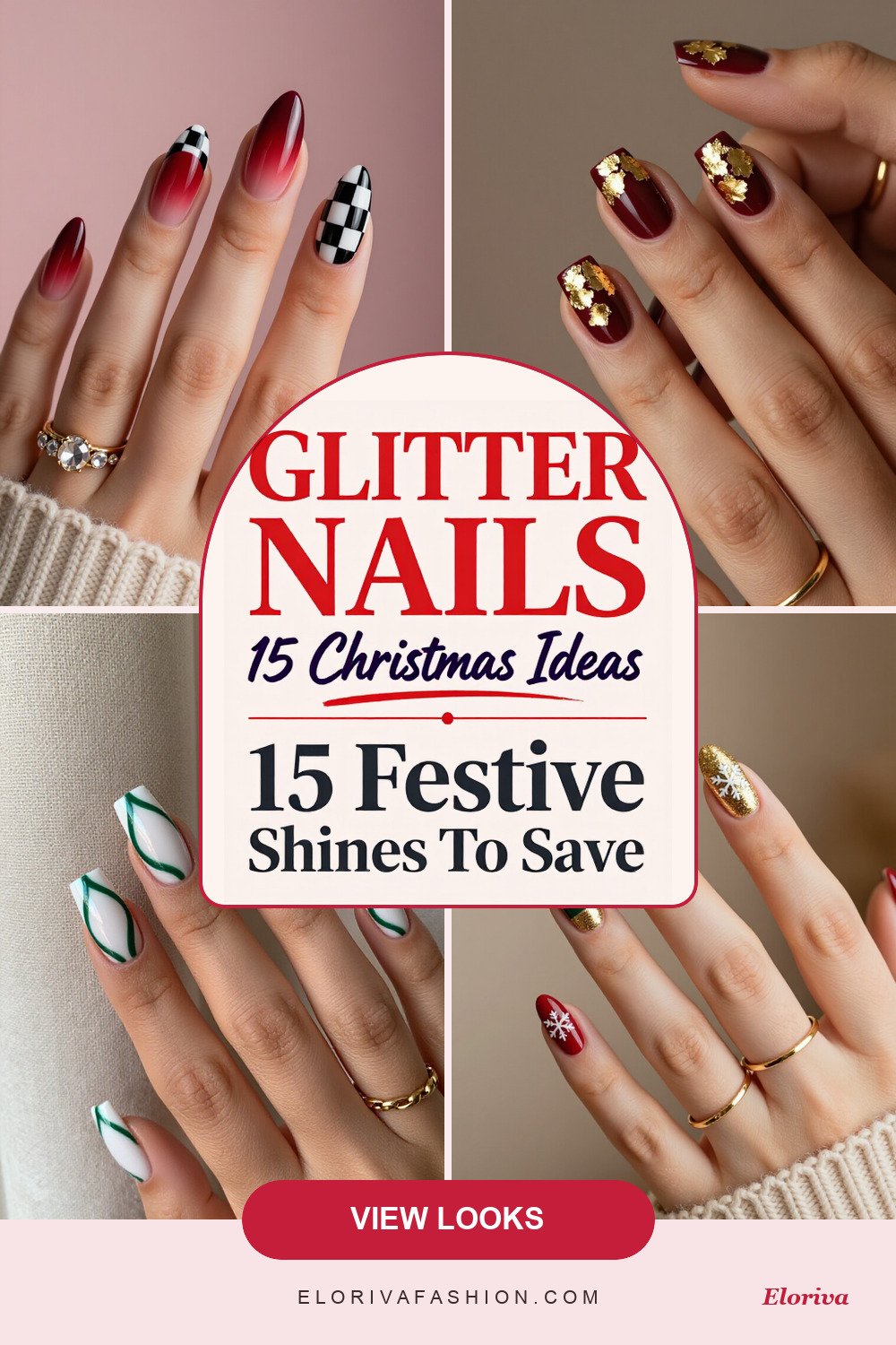 christmas glitter nails ideas - save this pin