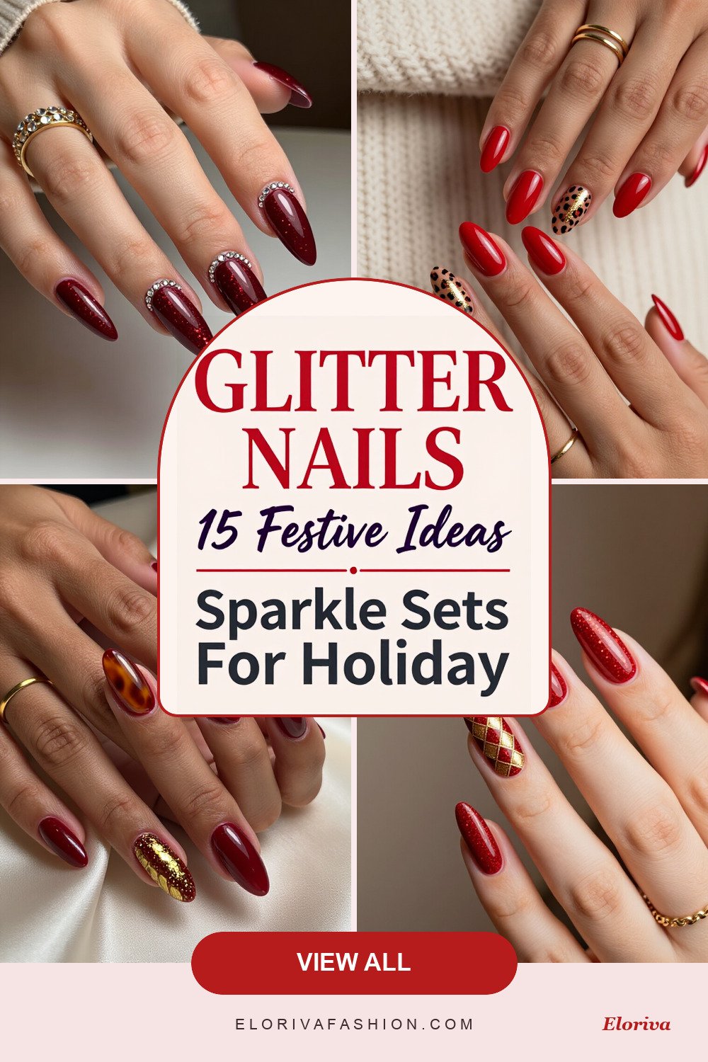 christmas glitter nails red ideas - save this pin