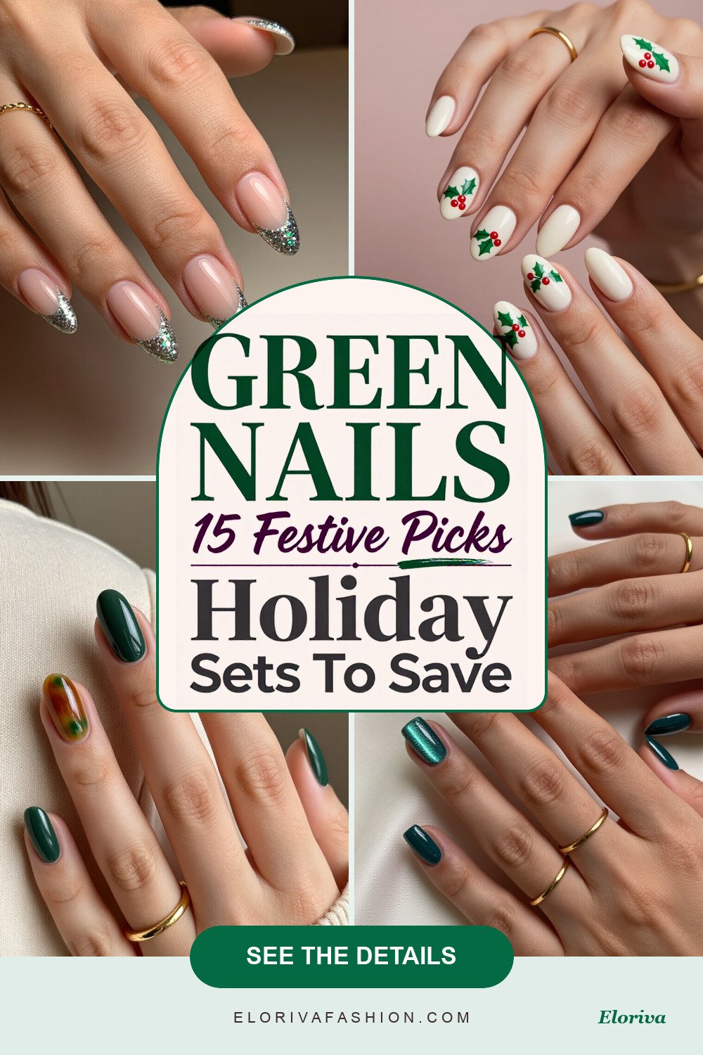 christmas green nails ideas - save this pin