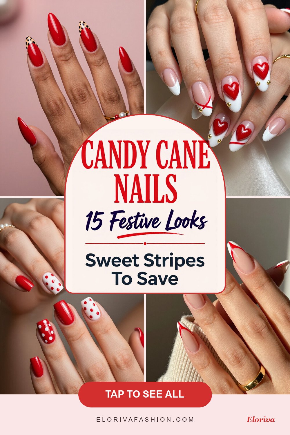 christmas nails candy cane ideas - save this pin