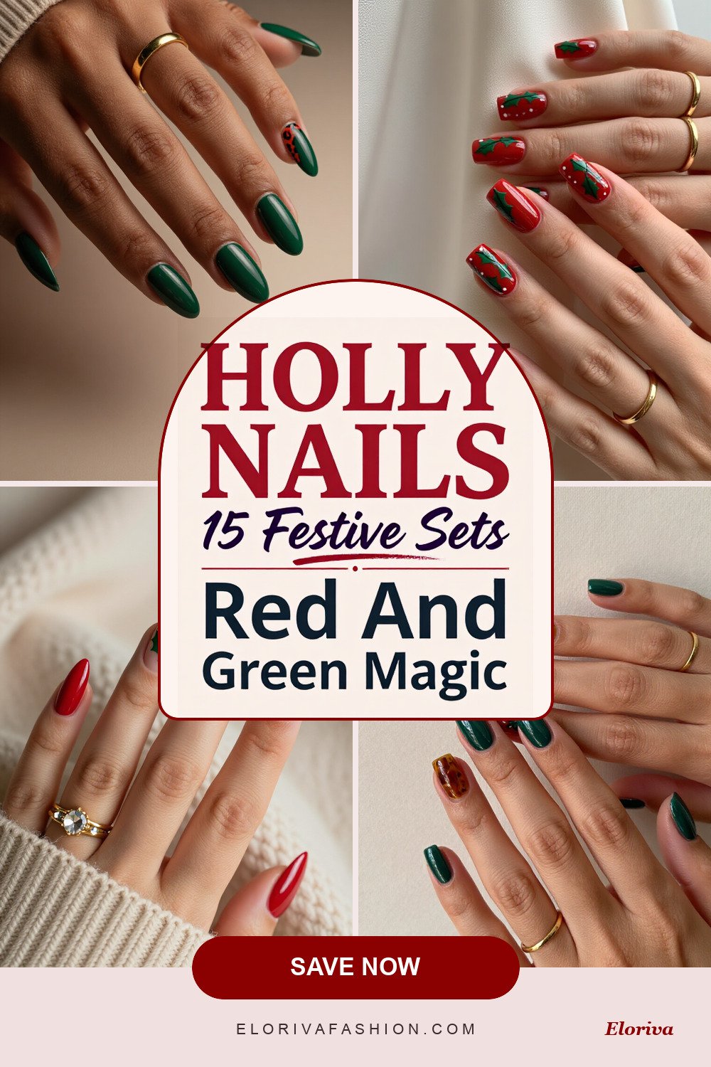 christmas nails holly ideas - save this pin
