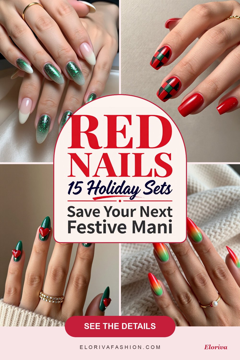 christmas nails red and green ideas - save this pin