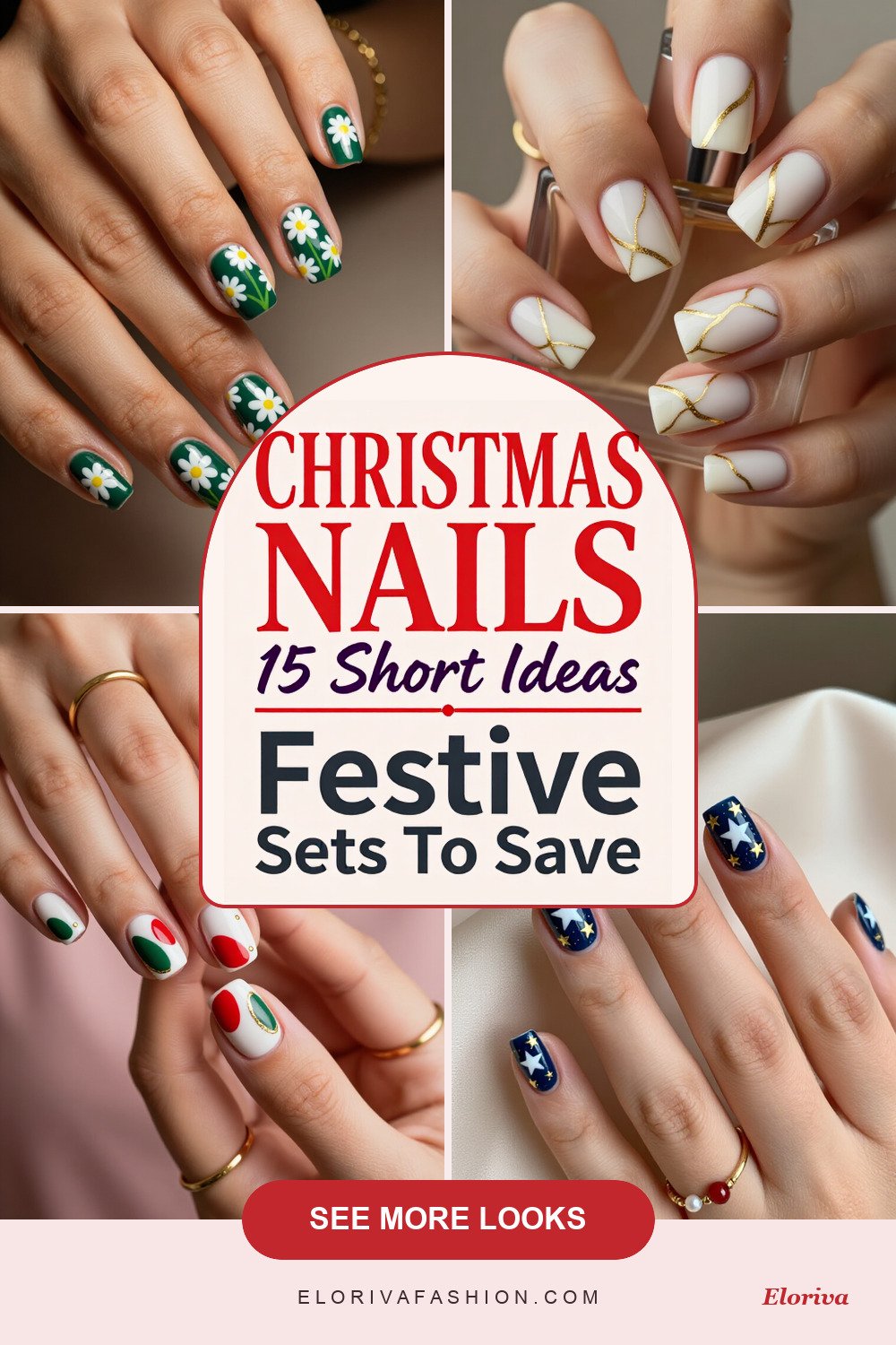 christmas square nails short ideas - save this pin