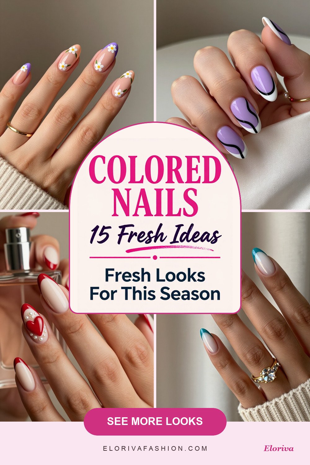 colored french tip almond nails ideas - save this pin