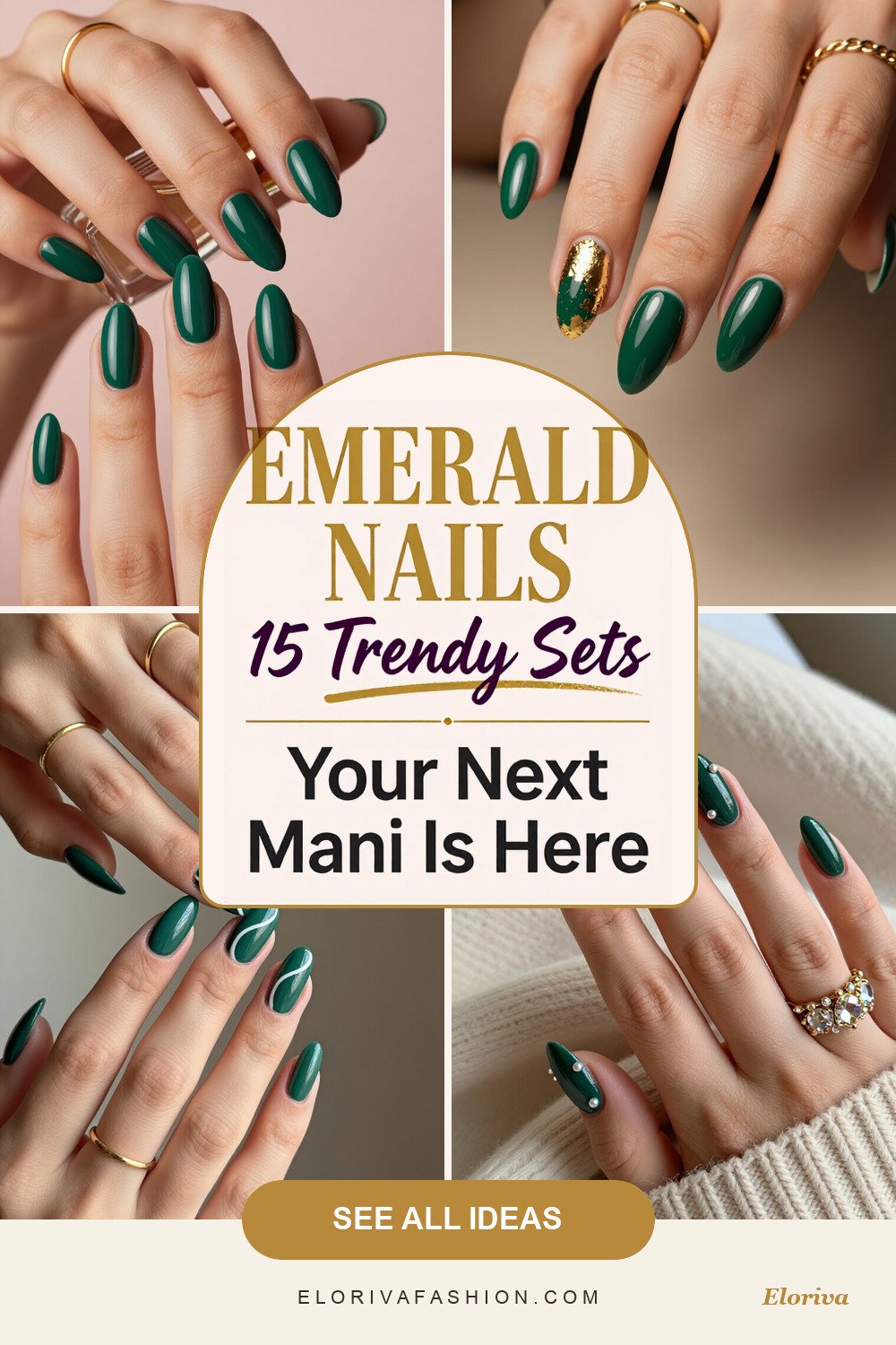emerald chrome almond nails ideas - save this pin