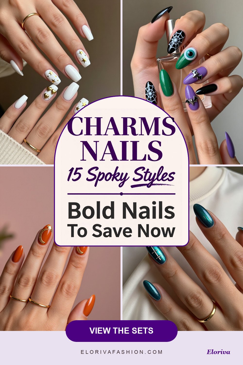 halloween nails with charms ideas - save this pin