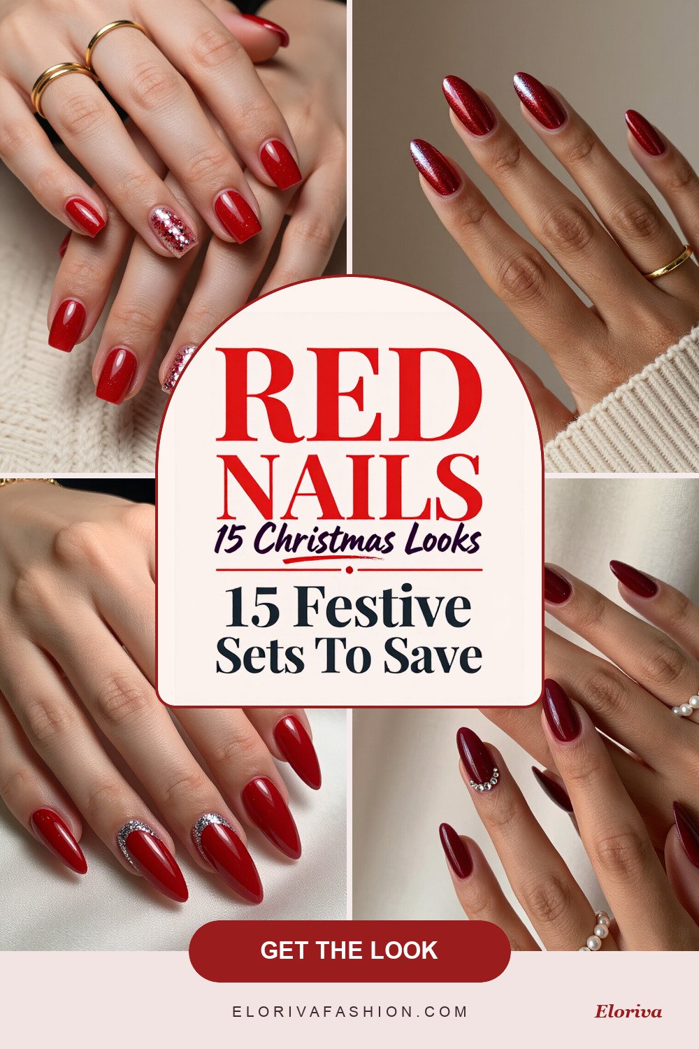 red nails christmas ideas - save this pin