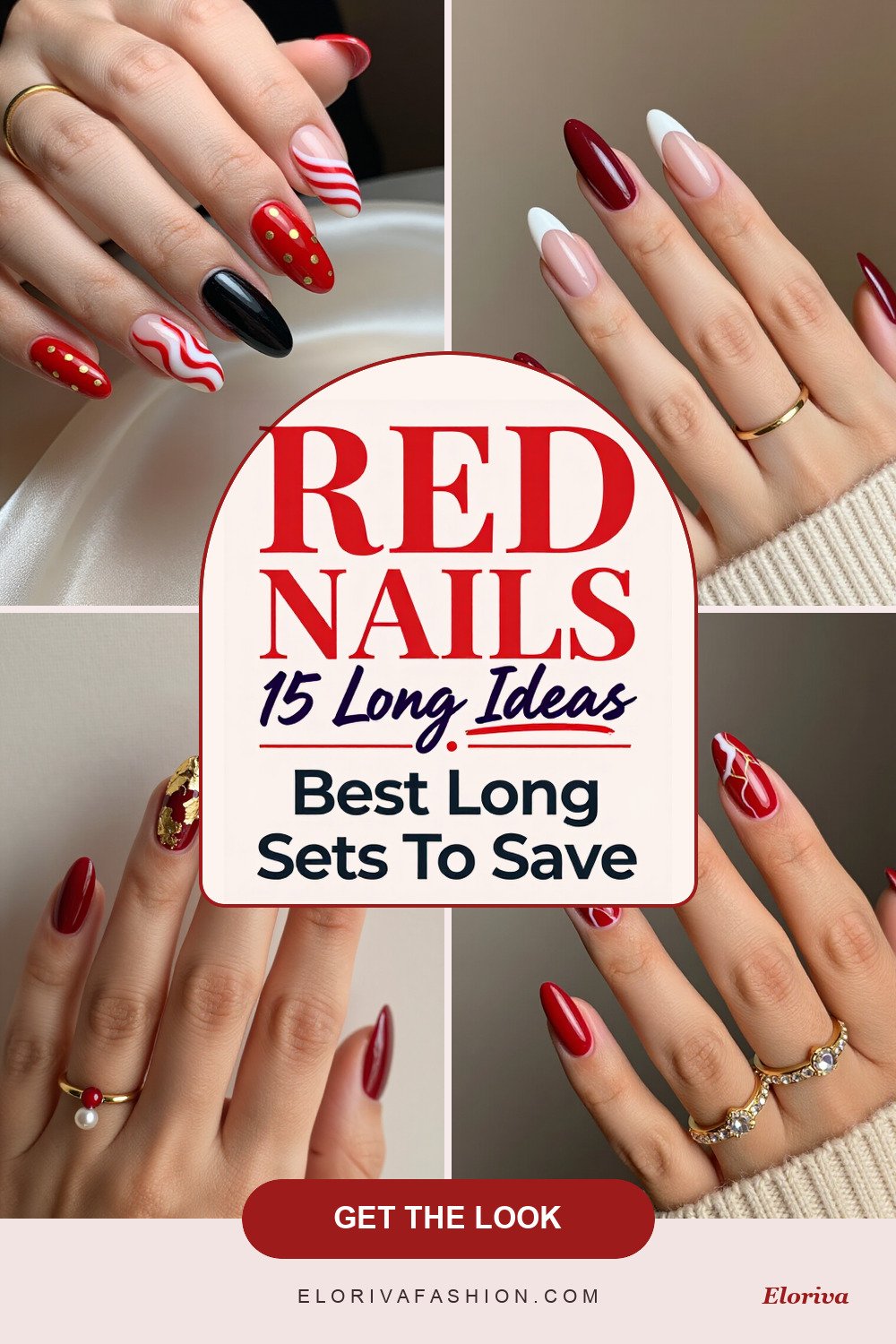 red nails long ideas - save this pin