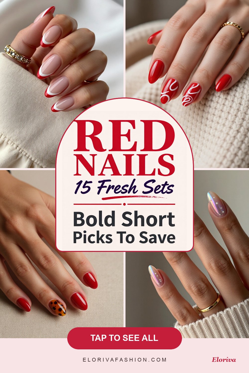 red nails short ideas - save this pin