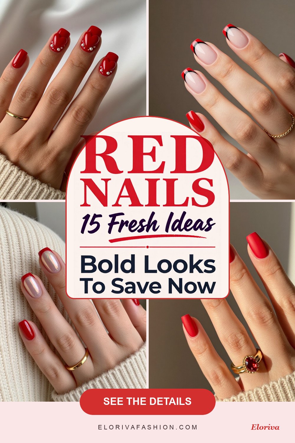 red nails square ideas - save this pin