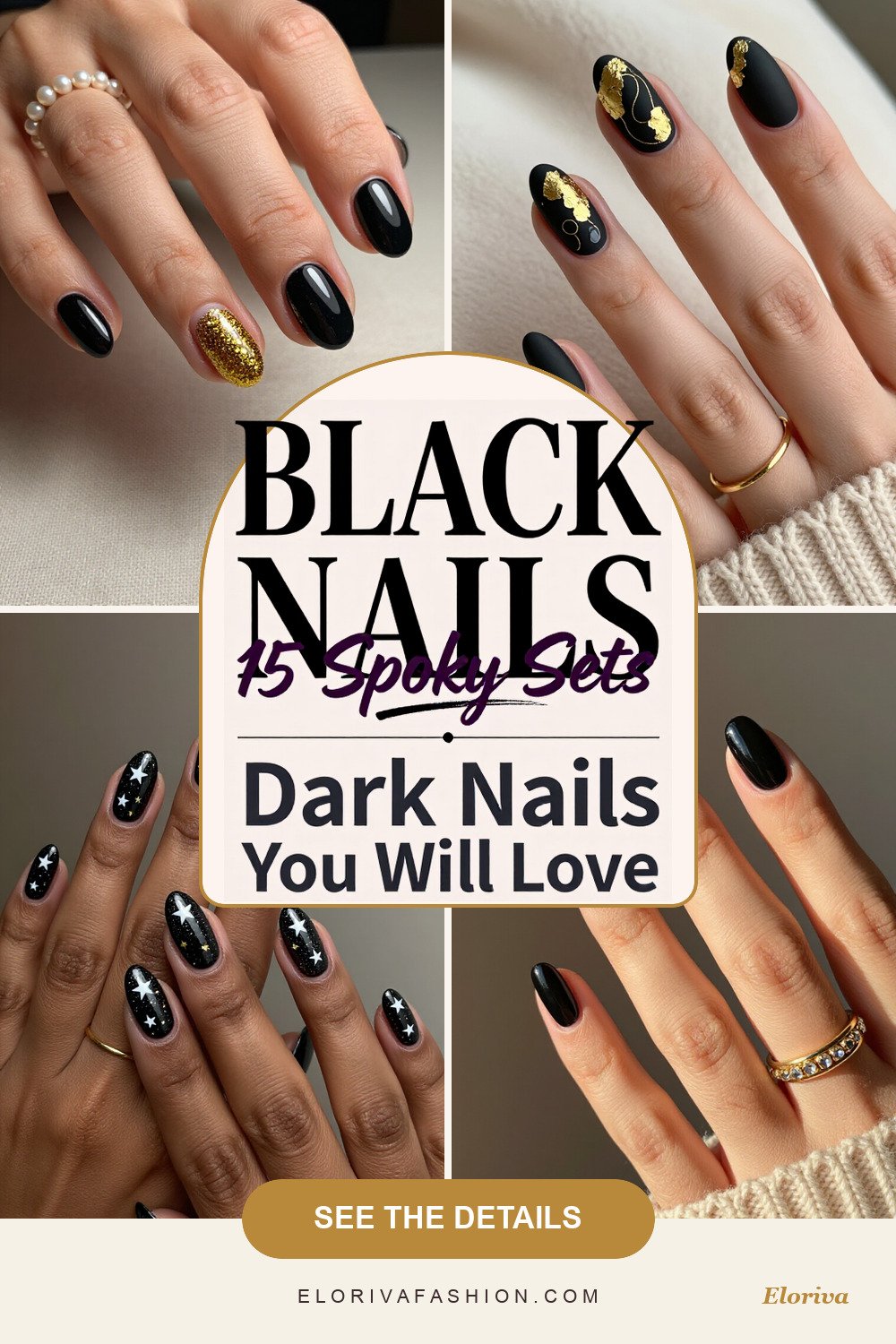 short halloween nails black ideas - save this pin