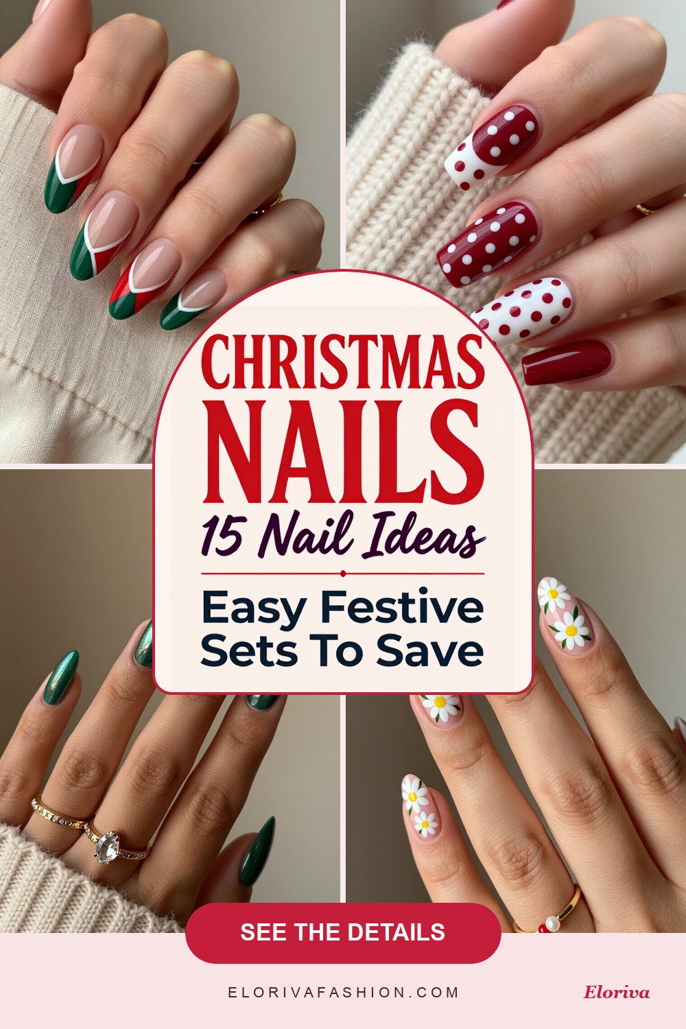 simple christmas nails ideas - save this pin