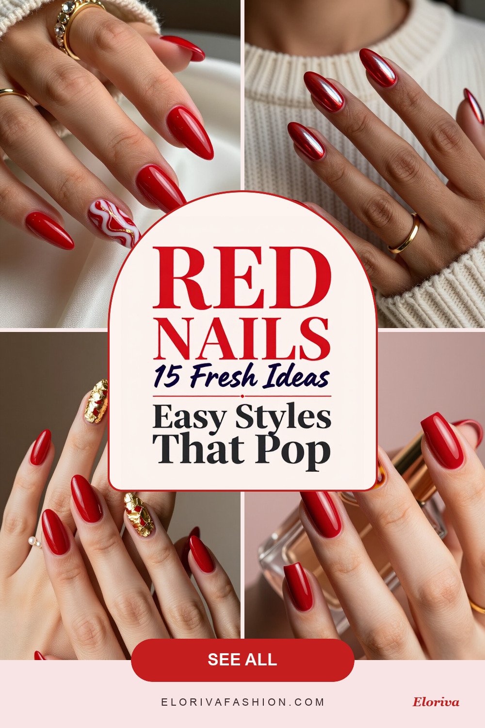 simple red nails ideas - save this pin