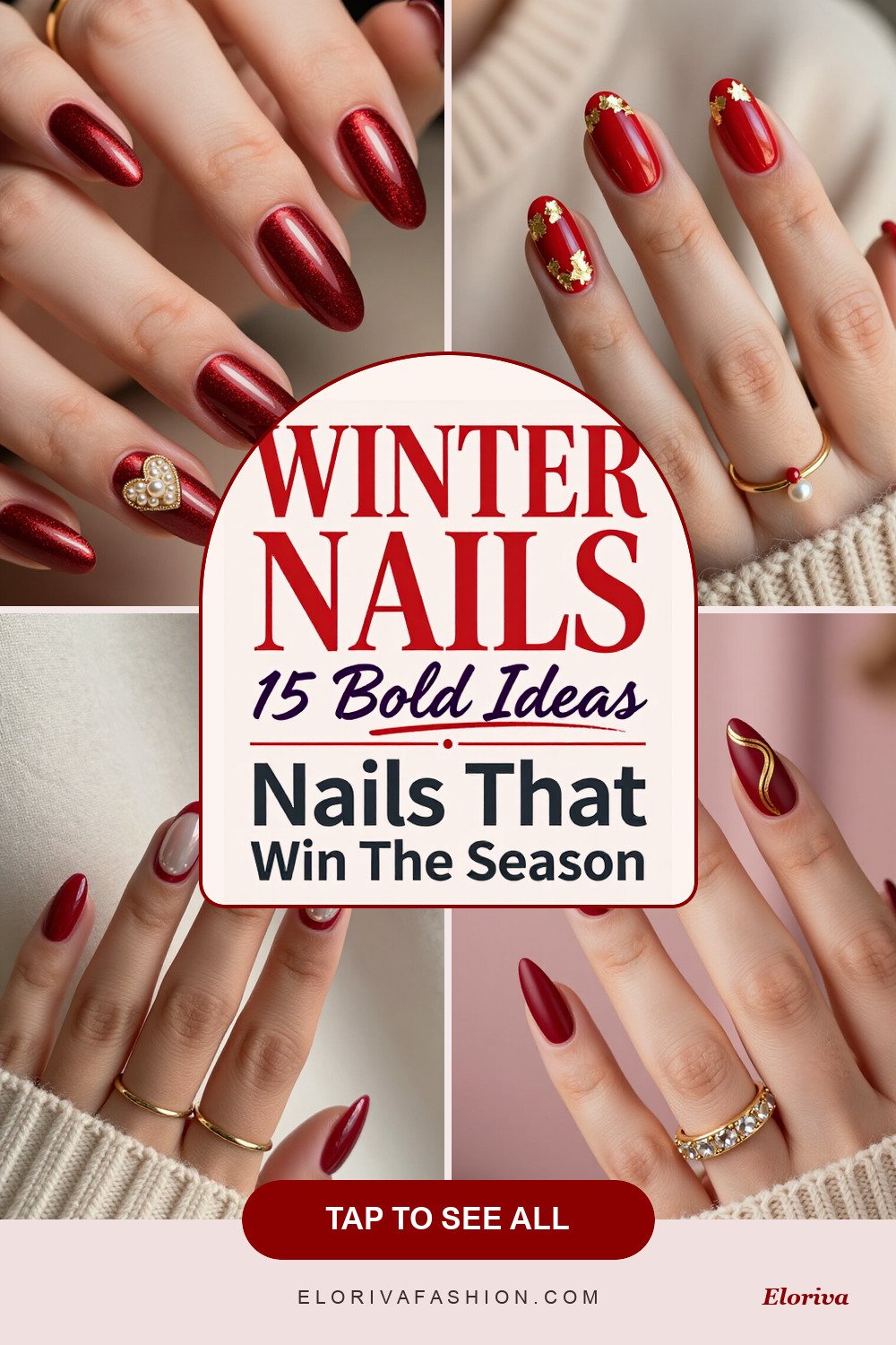 winter red nails ideas - save this pin