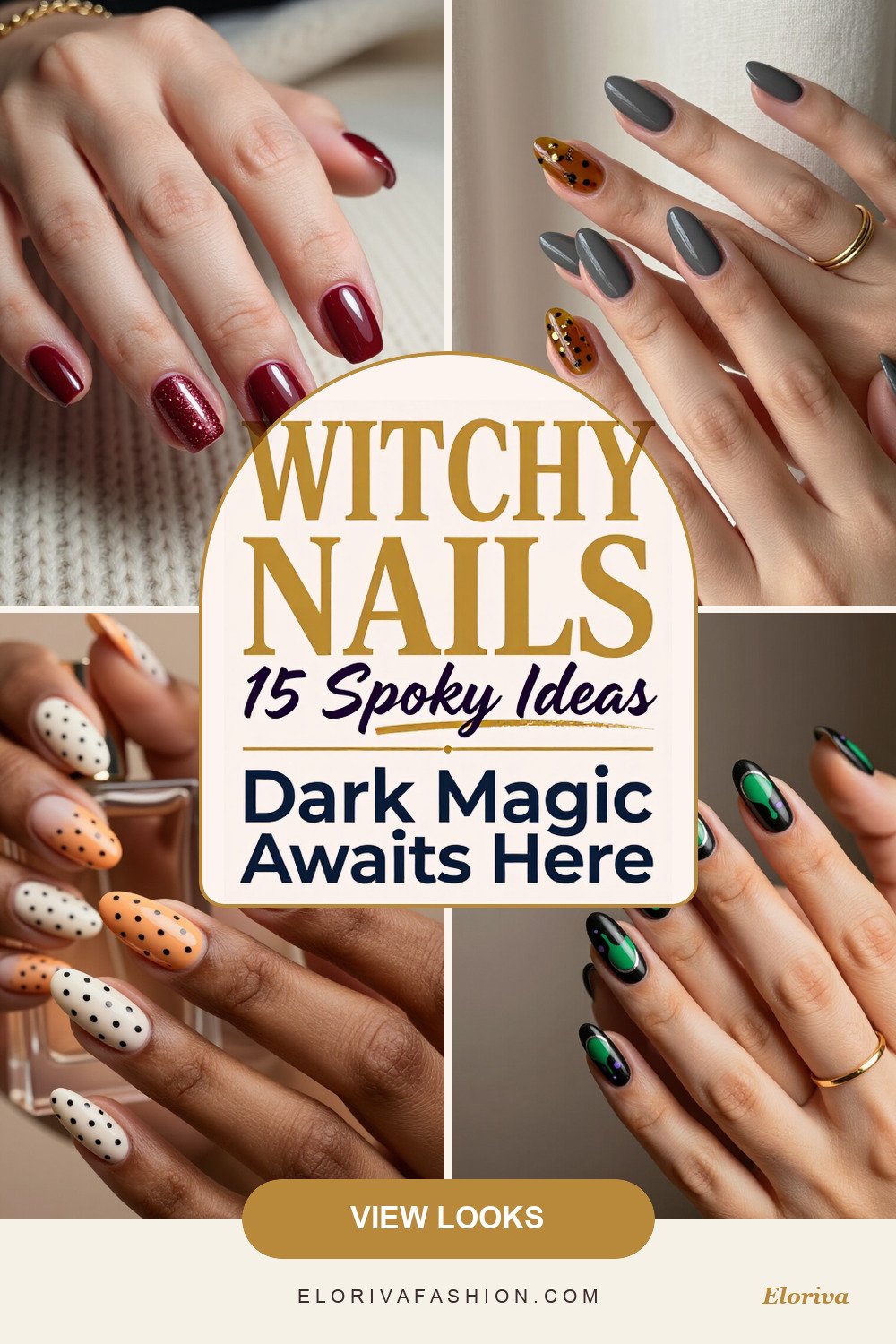 witchy halloween nail designs ideas - save this pin