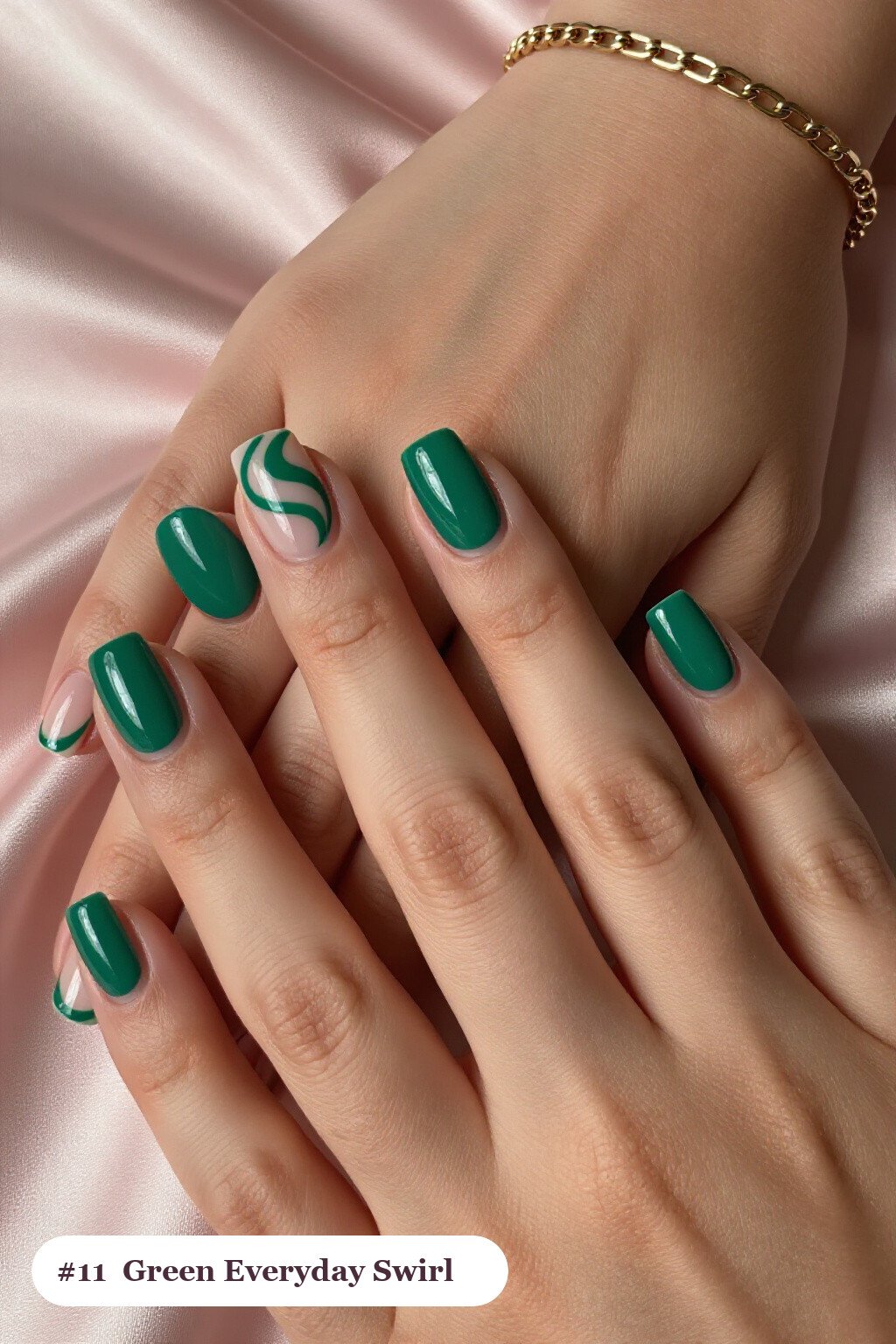 Emerald Green Nails with Swirl Lines: Best Shades for Every Season - everyday nail designs Emerald Green Nails with Swirl Lines: Best Shades for Every Season - everyday nail designs