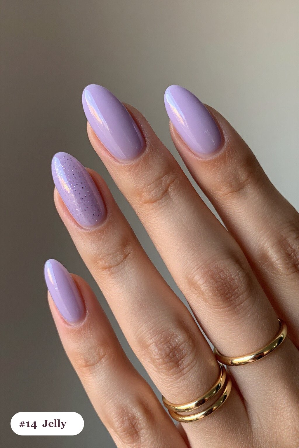 Medium Oval Lavender Jelly Nails with Encapsulated Glitter - everyday nail designs Medium Oval Lavender Jelly Nails with Encapsulated Glitter - everyday nail designs