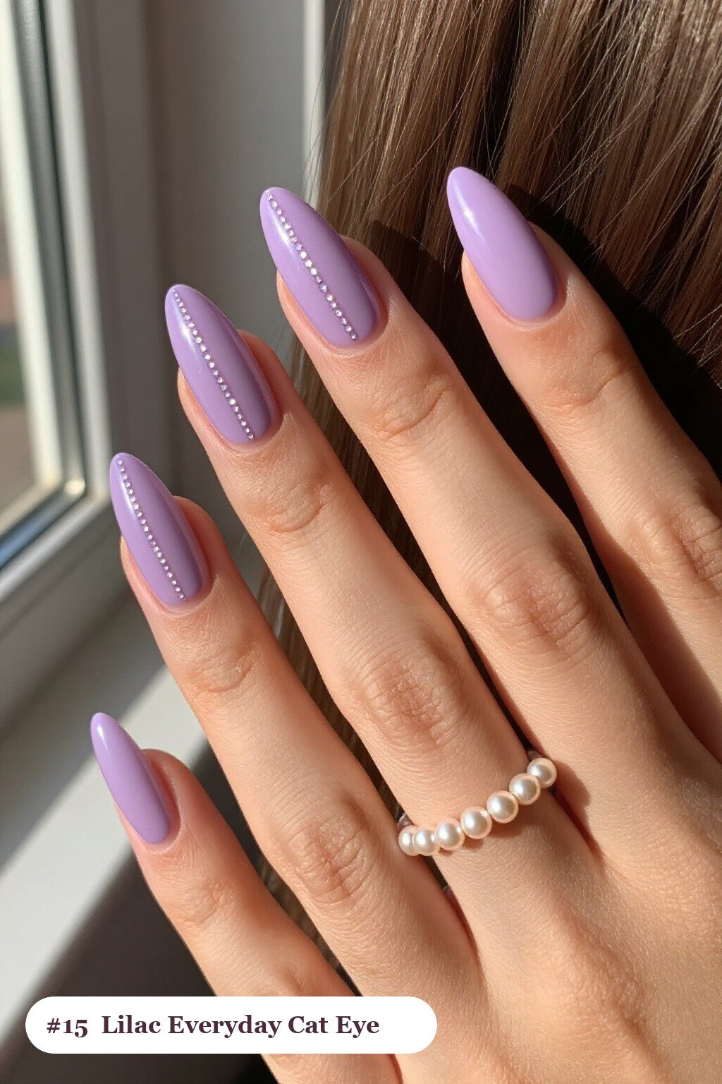 Lilac Almond Nails with Gemstone‑Glow Band: On Short Nails - everyday nail designs Lilac Almond Nails with Gemstone‑Glow Band: On Short Nails - everyday nail designs