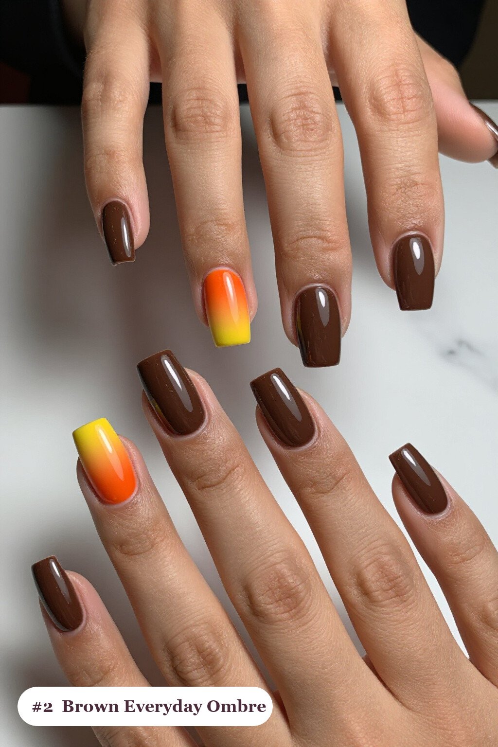 Long Square Chocolate Brown Ombre Nails Melting From Cuticle to Tips - everyday nail designs Long Square Chocolate Brown Ombre Nails Melting From Cuticle to Tips - everyday nail designs