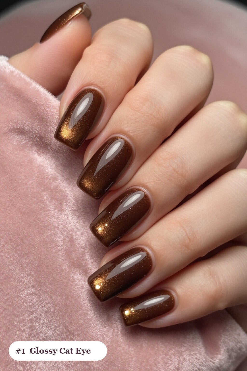 Medium square chocolate brown cateye nails with a glowing magnetic cat eye shimmer band running down the centre of each nail like a gemstone clearly visible on every nail, glossy and flawless, perfect for fall - fall cateye nails Medium square chocolate brown cateye nails with a glowing magnetic cat eye shimmer band running down the centre of each nail like a gemstone clearly visible on every nail, glossy and flawless, perfect for fall - fall cateye nails