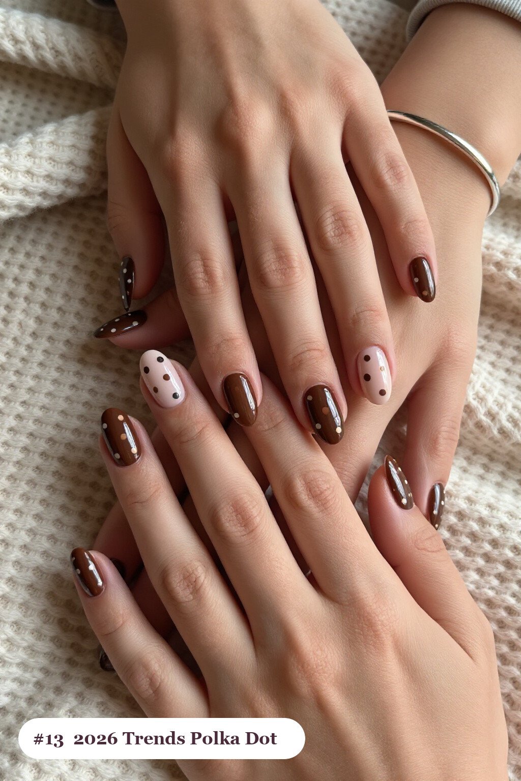 Chocolate Brown Polka Dot Ovals: On Short Nails - fall nails 2026 trends