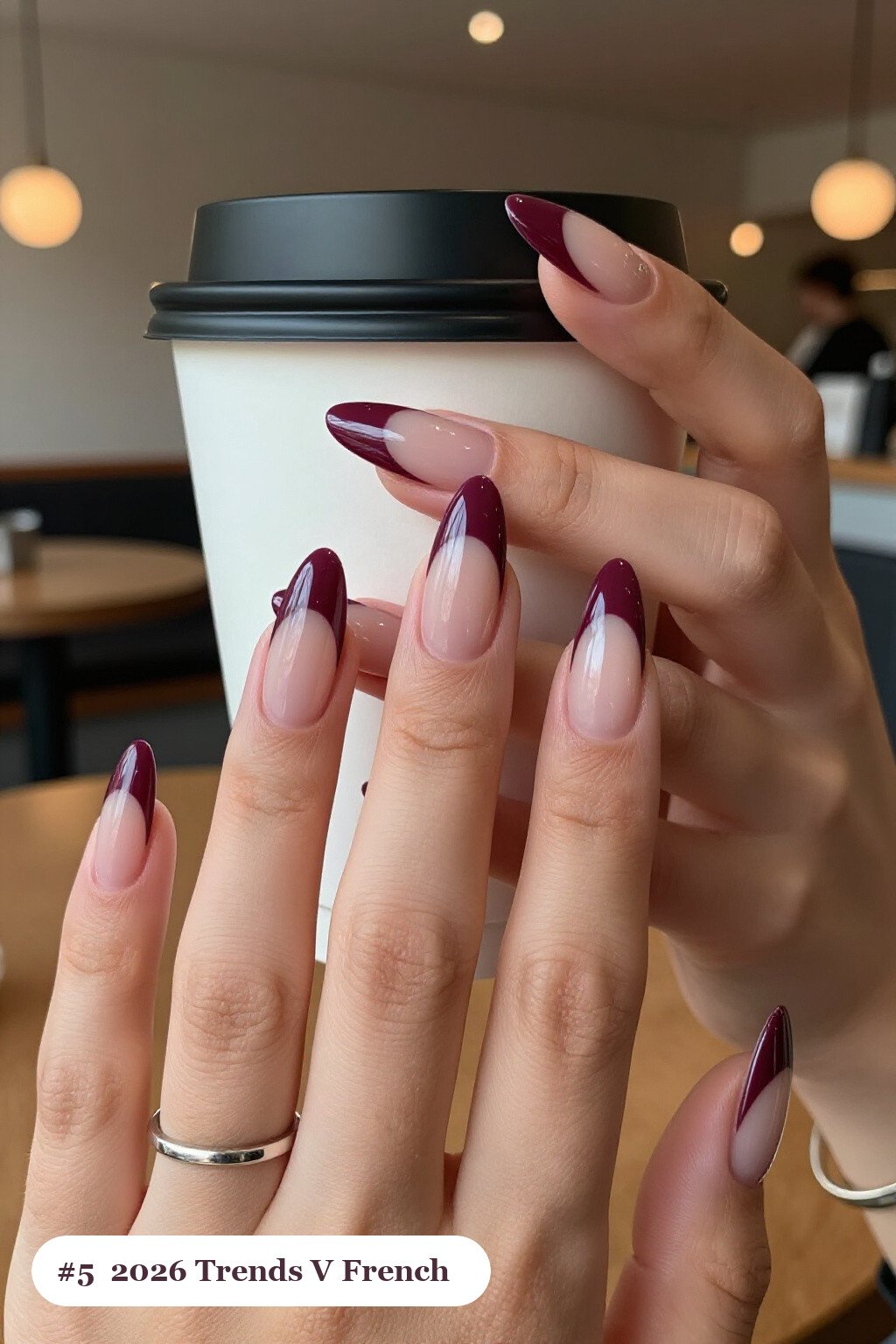 Deep V‑Shaped French on Long Almond Plum Nails: Best Shades for Every Season - fall nails 2026 trends