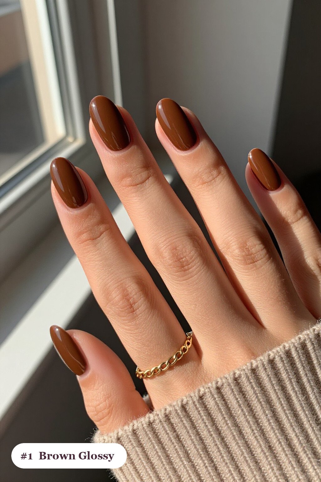 Mirror‑Gloss Almond Brown Nails: The Ultimate Fall Nails Brown Statement - fall nails brown