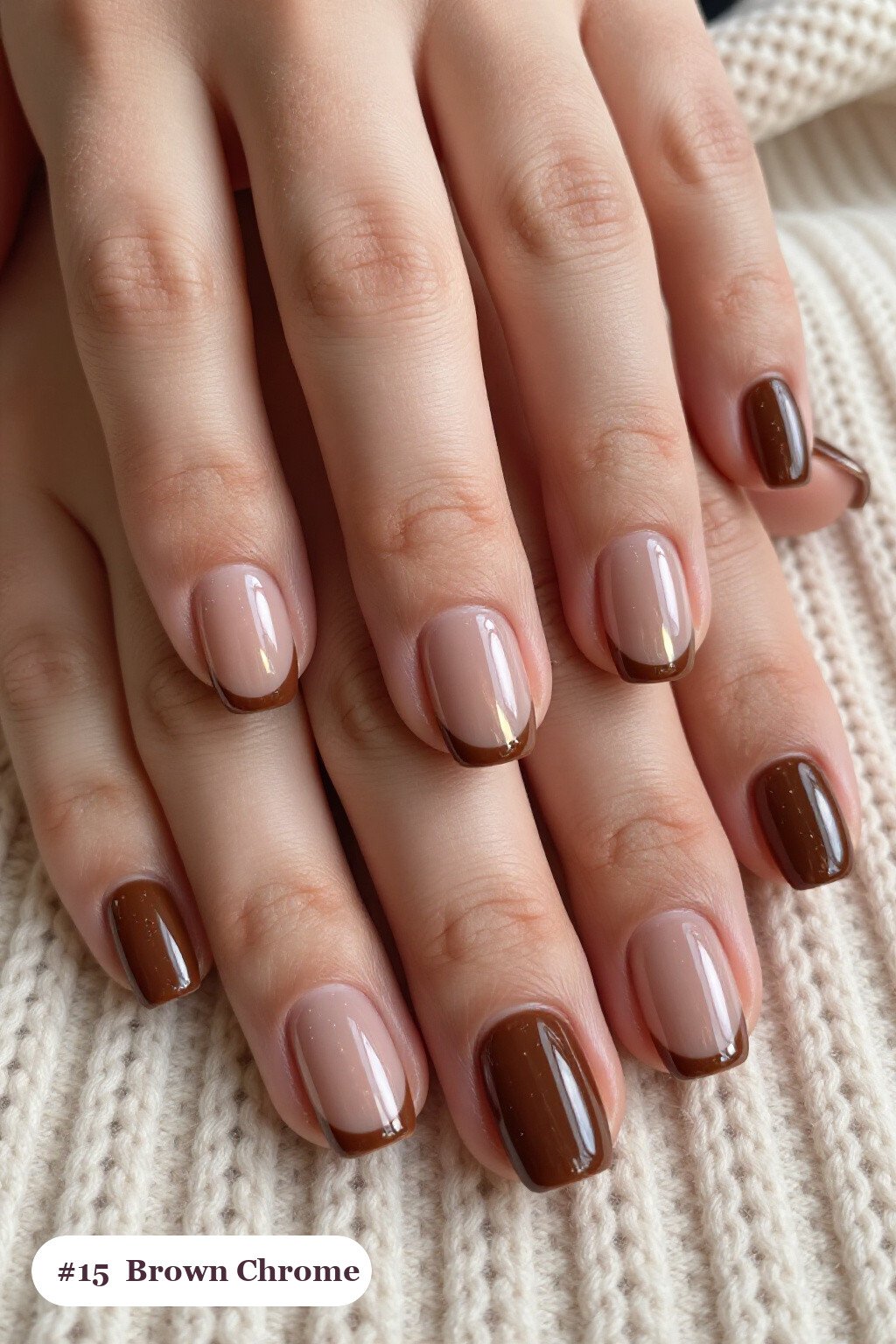 Liquid Chrome Short Square Brown Nails: On Short Nails - fall nails brown