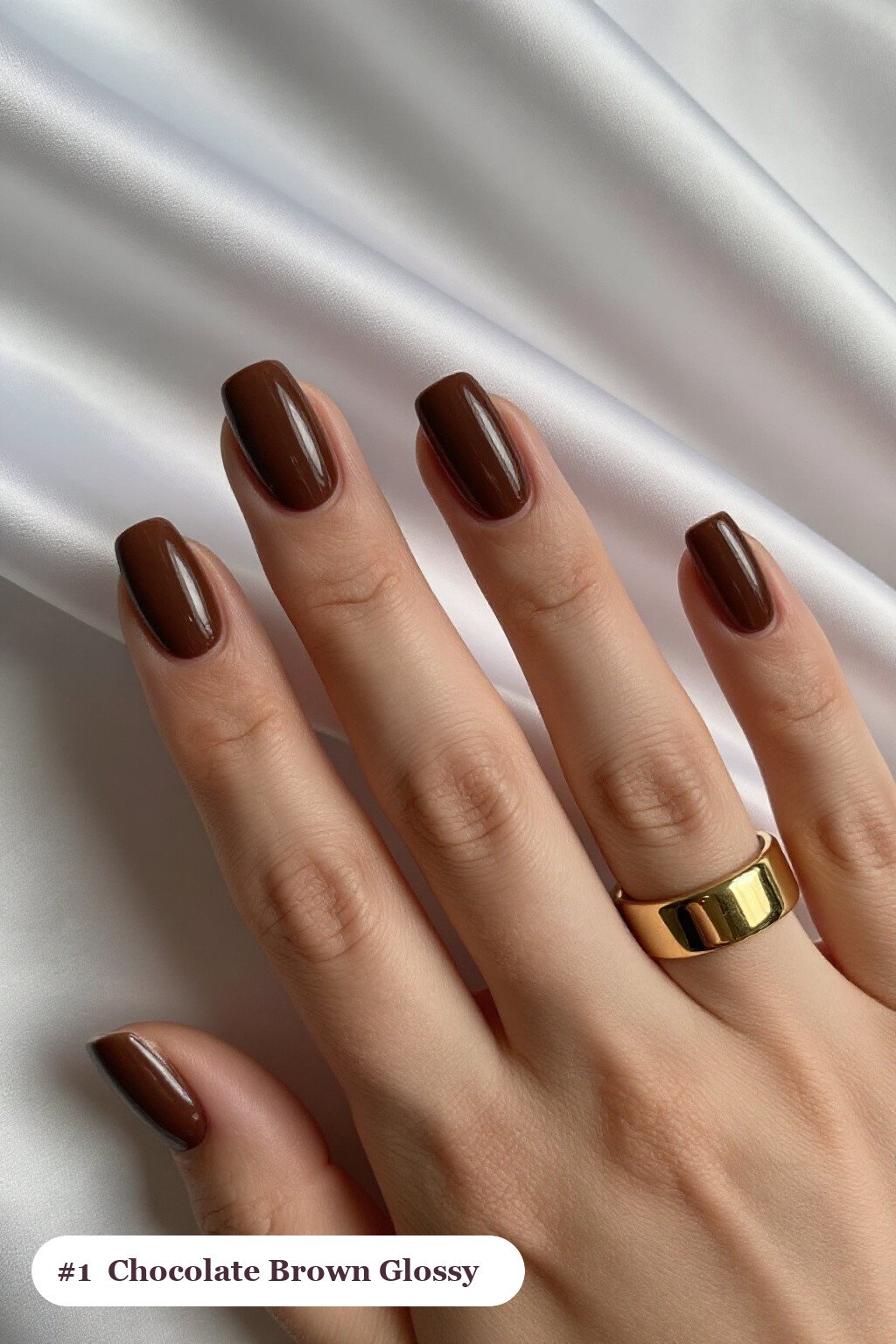 Fall Nails Coffin: Chocolate Brown Mirror‑Gloss Masterpiece for Autumn - fall nails coffin