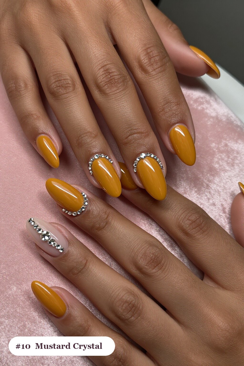 Rhinestone Mustard Coffin Nails: How to Make Them Last Longer - fall nails coffin