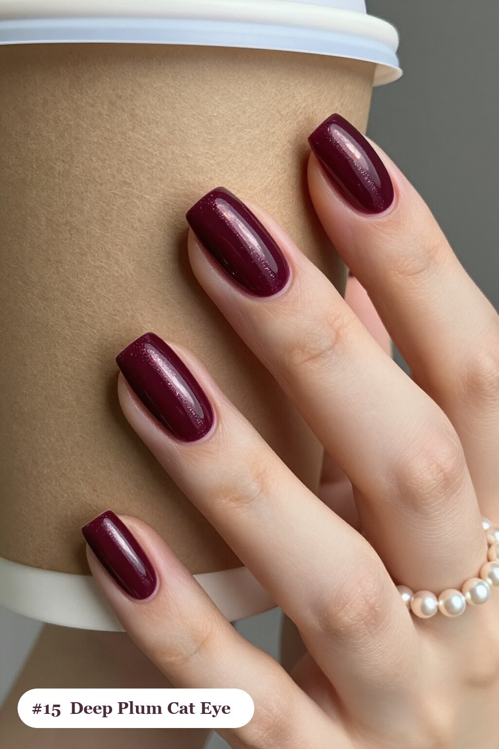Glowing Gemstone Plum Coffin Nails: On Short Nails - fall nails coffin
