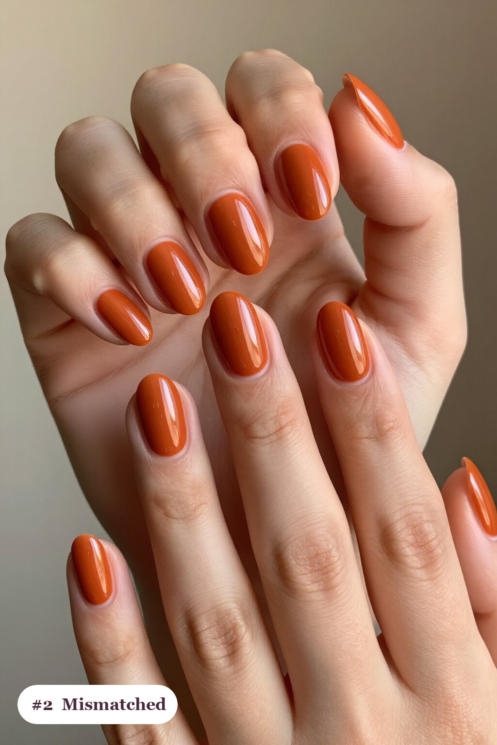 Burnt Orange Mismatched Coffin Nails: Every Finger a Unique Autumn Pattern - fall nails coffin