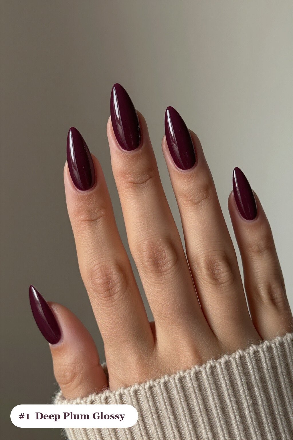 Long Stiletto Deep Plum Mirror‑Gloss Nails: Fall Nails Halloween Must‑Have - fall nails halloween