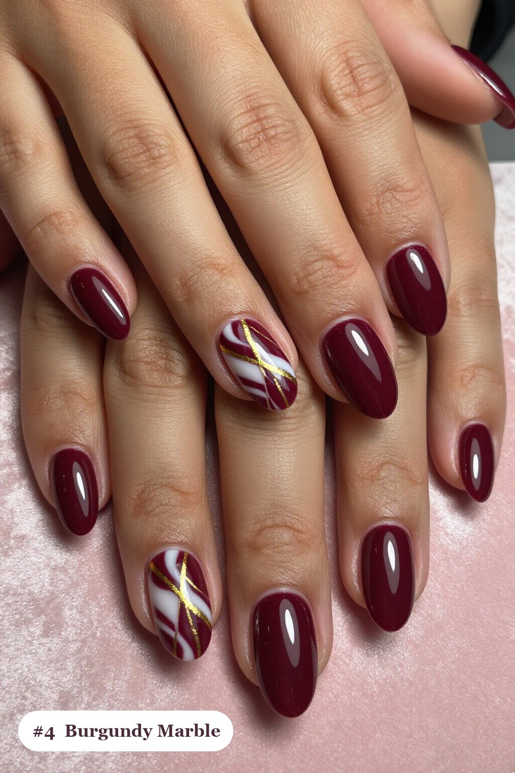 Medium Coffin Burgundy Nails with Marble Veins: Best Shades for Every Season - fall nails halloween