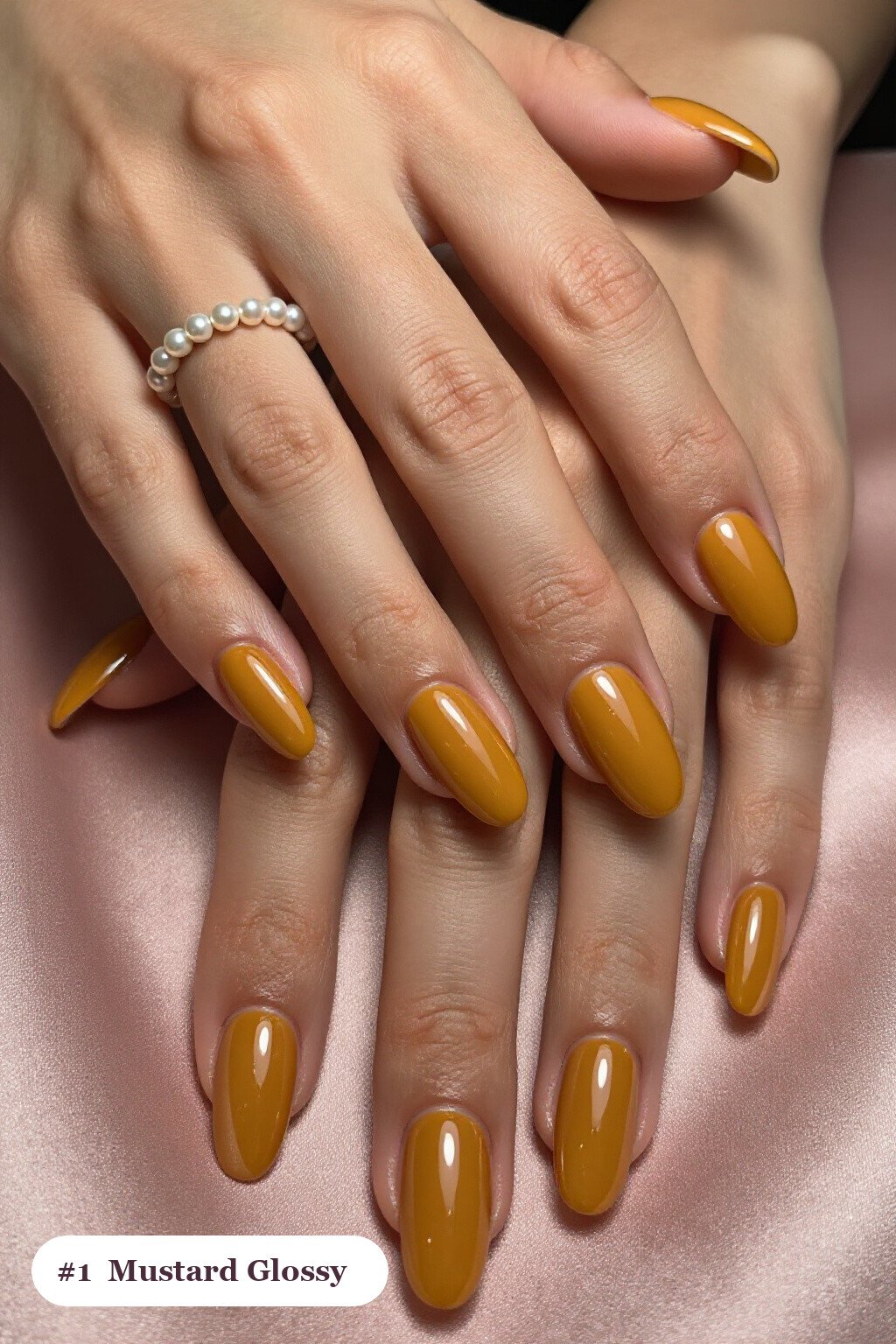 Long Coffin Mustard Mirror‑Gloss Nails: A Bold Autumn Statement - fall nails ideas autumn