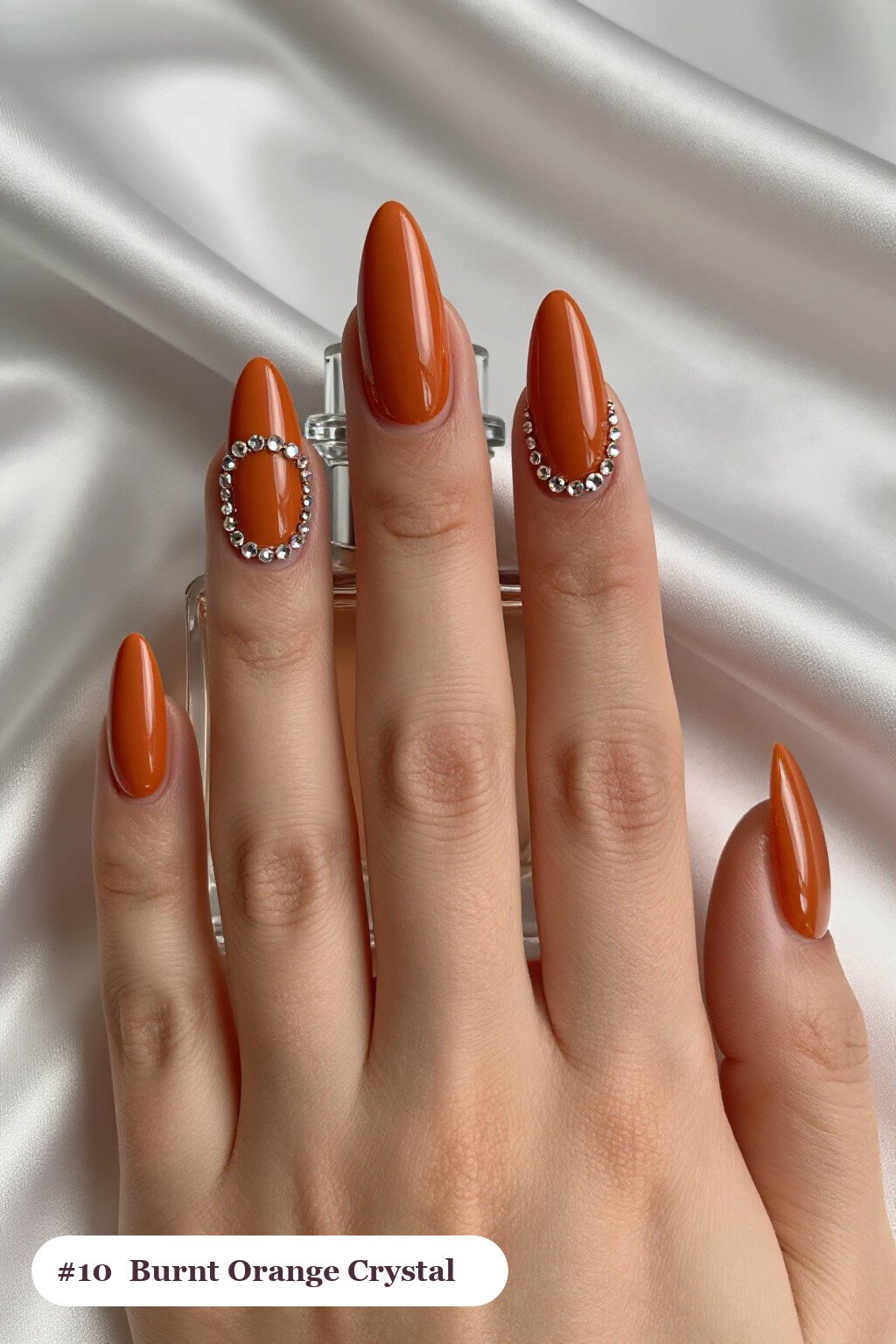 Long Stiletto Burnt Orange Rhinestone Cuticle Nails: How to Make Them Last Longer - fall nails ideas autumn